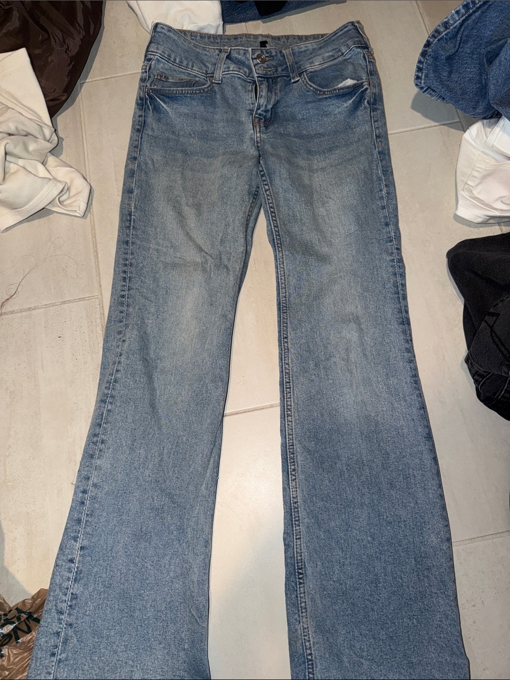 H&M Light Blue Flared Wide-Leg Jeans